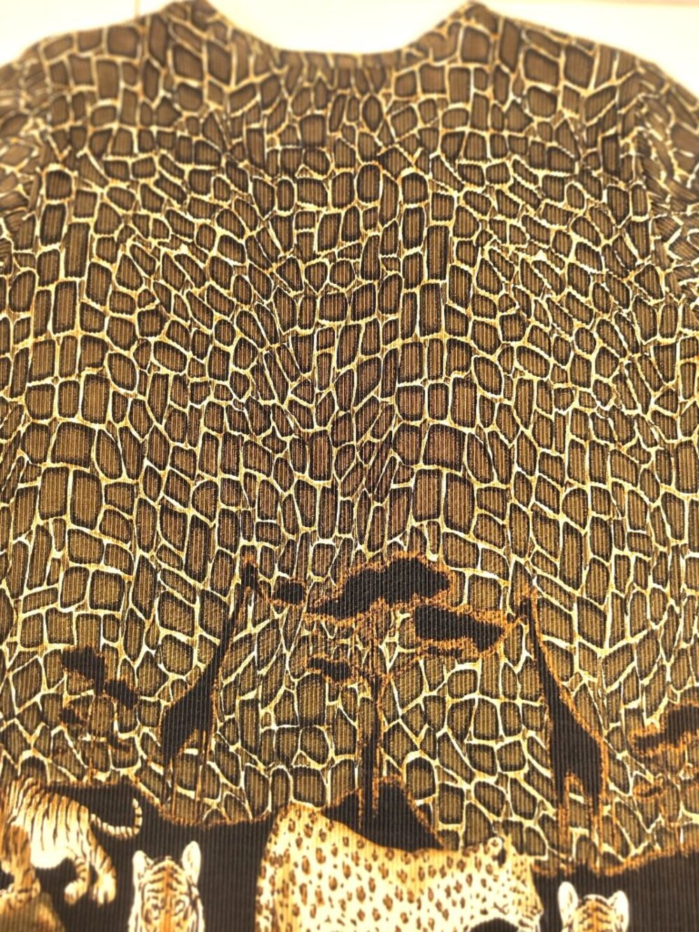 Safari Plissé Top Tiger Leopard Print Short Sleeve Blouse - Picture 4 of 13